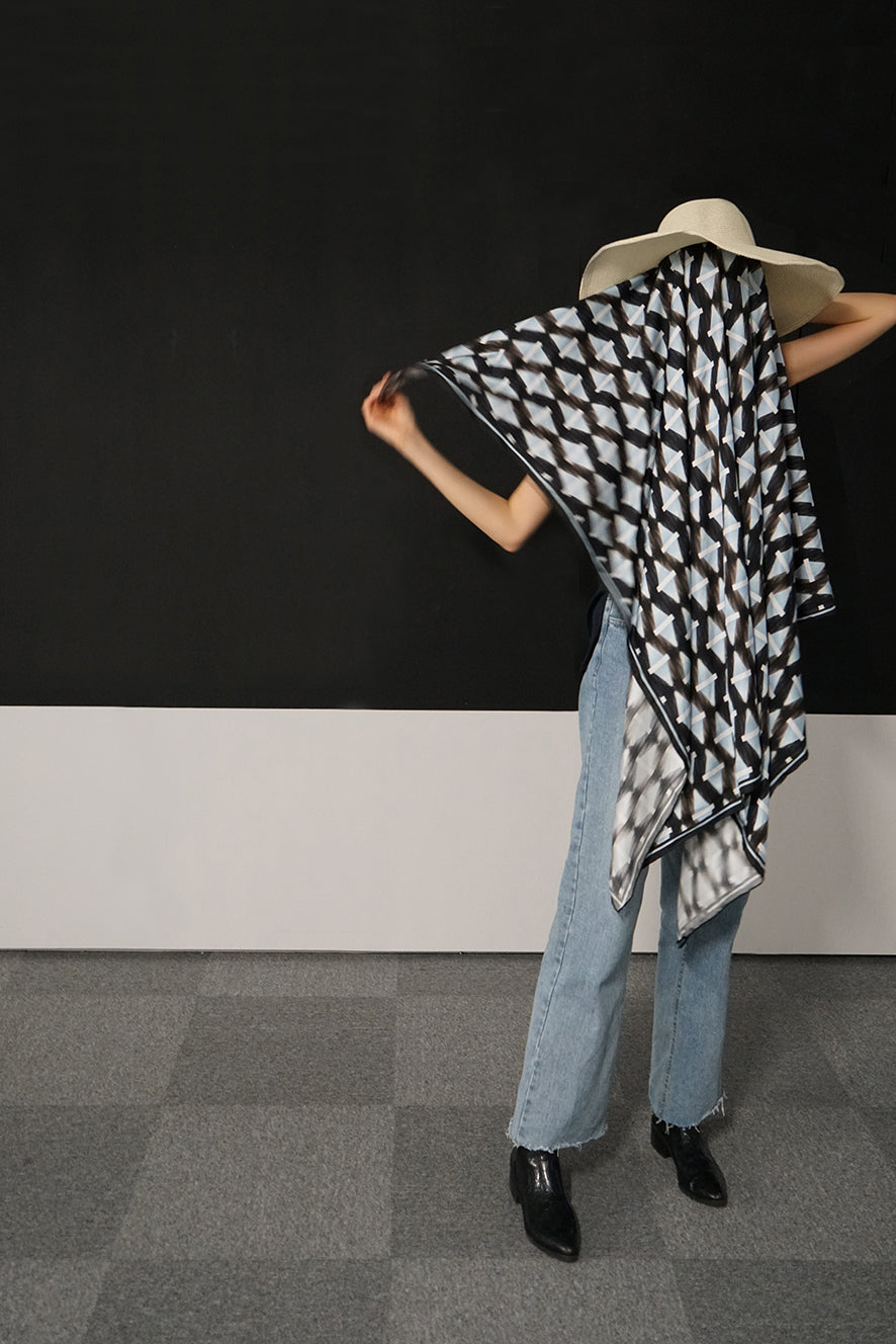 Chevron Paradise Scarf - Premium Silk Chiffon Scarf - 140