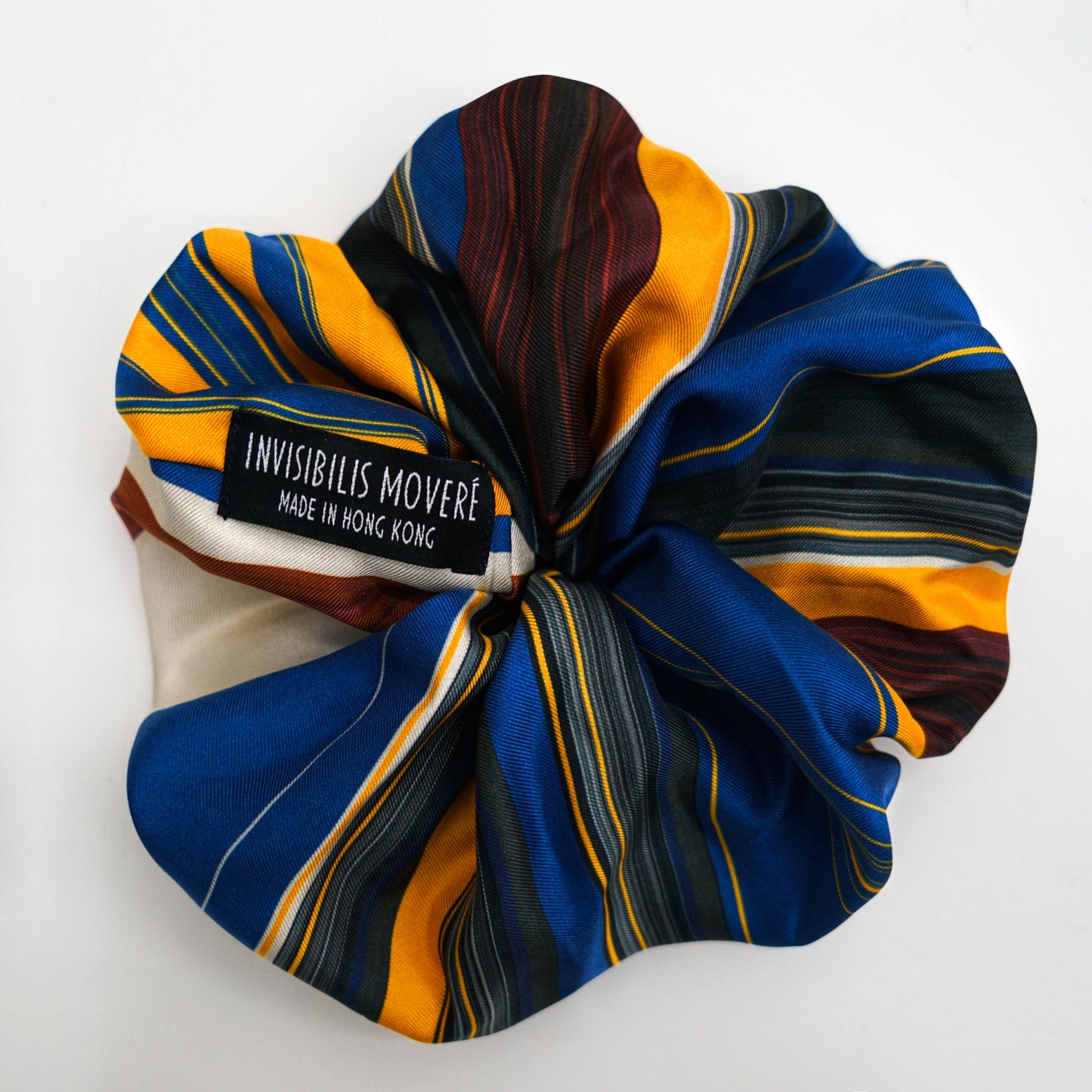 Invisibilis Moveré Premium statement silk scrunchie - Stripy - Size Extra Large - Made in Hong Kong - 真絲髮圈 - 香港製造