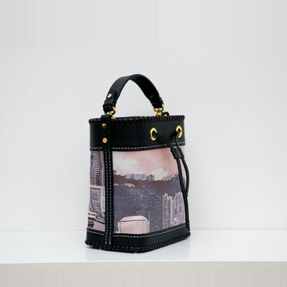 RARE : The Victoria Harbour ; Silk Leather Symphony - Bucket Bag (真絲水桶包) ( One & Only )