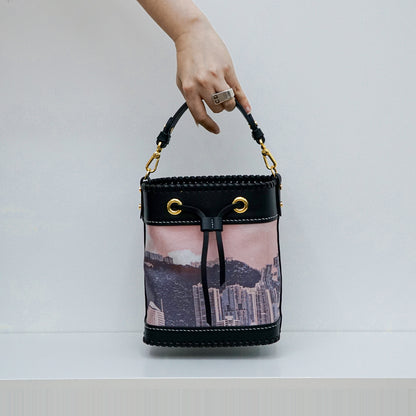 RARE : The Victoria Harbour ; Silk Leather Symphony - Bucket Bag (真絲水桶包) ( One & Only )